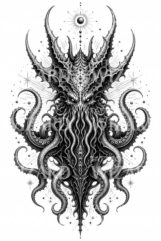 Eldritch Cosmic Leviathan Tattoo Design