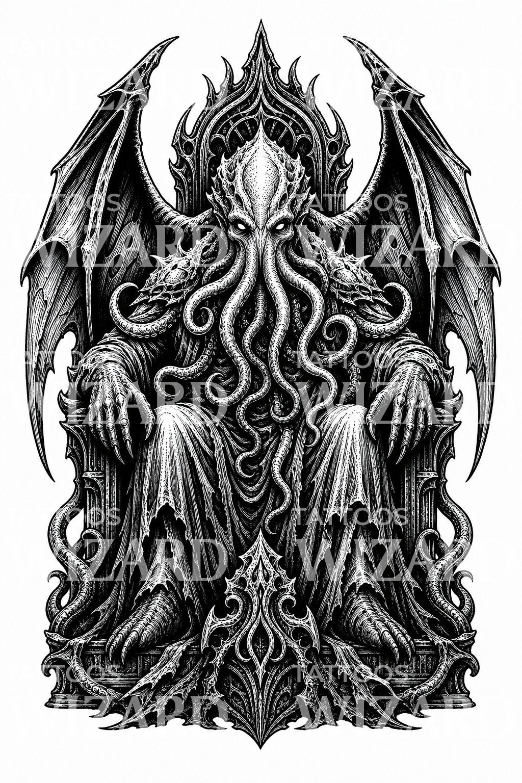 Σχέδιο τατουάζ απόκοσμης θεότητας Cthulhu