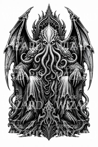 Σχέδιο τατουάζ απόκοσμης θεότητας Cthulhu