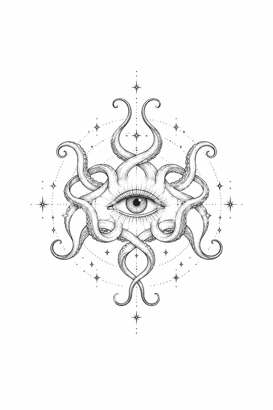 Design de Tatuagem de Olho Eldritch e Tentáculo
