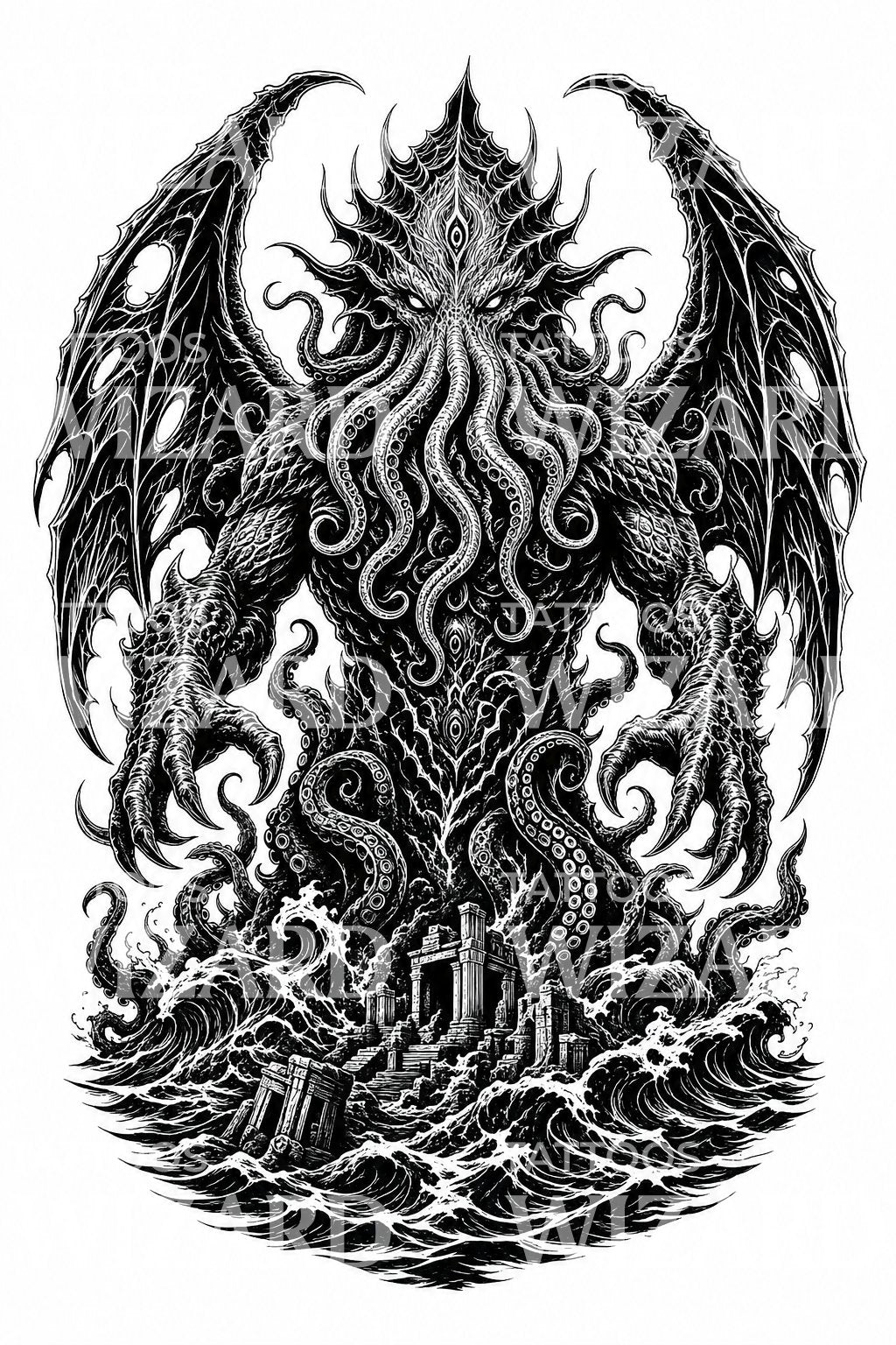 Eldritch Sea God Tattoo Design