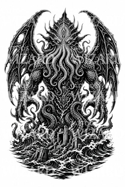 Eldritch Sea God Tattoo Design