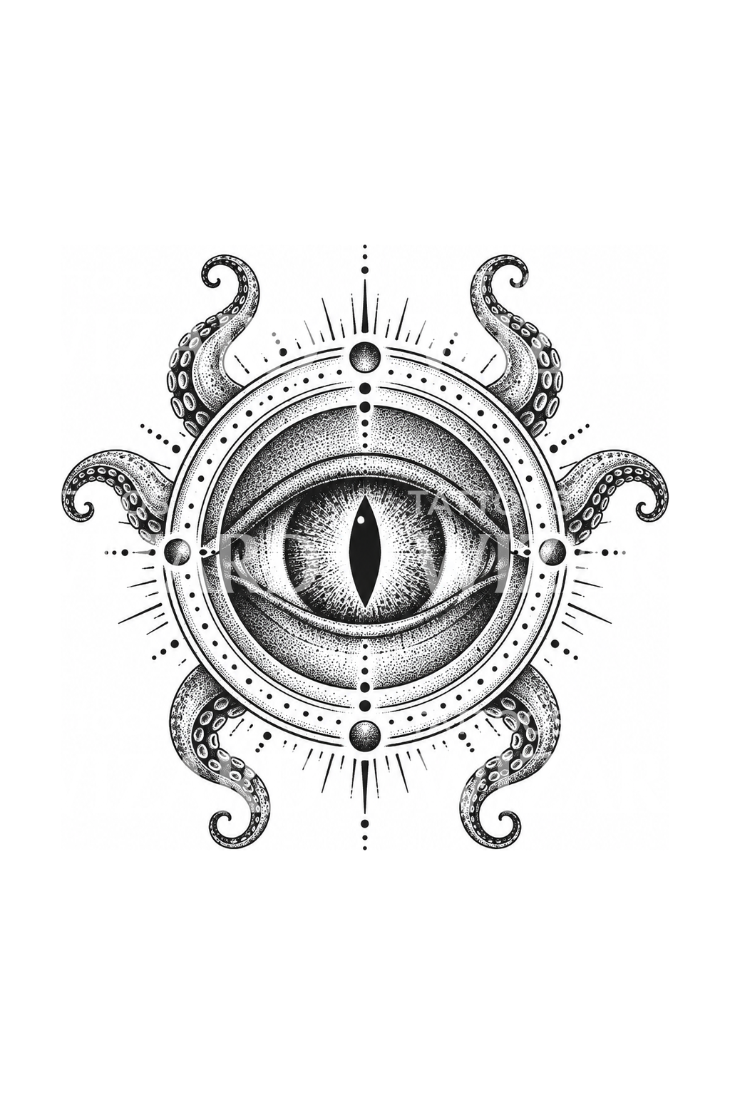 Eldritch Watcher Eye Dotwork Tattoo