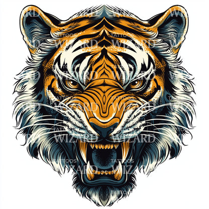 Electric Snarl Tiger Tattoo Design