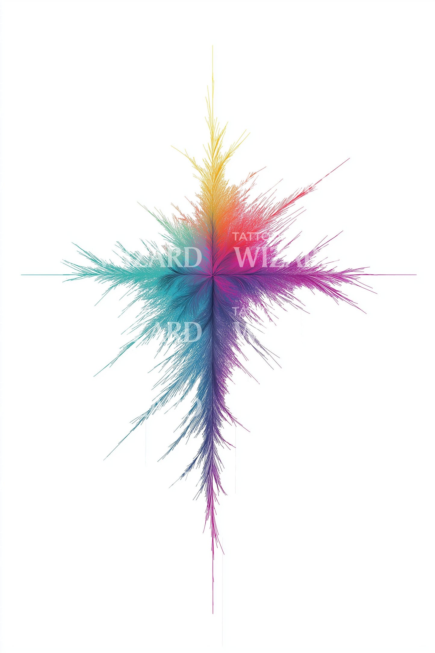 Electric Star Cross Tattoo Idea