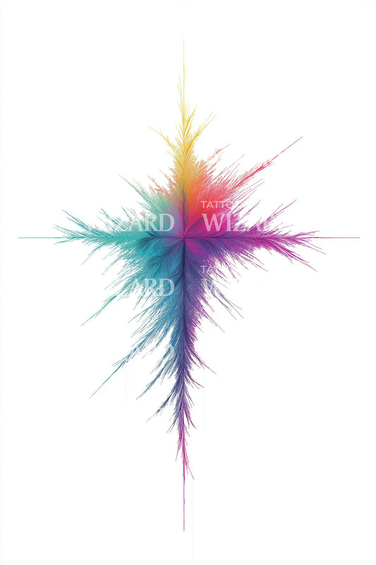 Electric Star Cross Tattoo Idea
