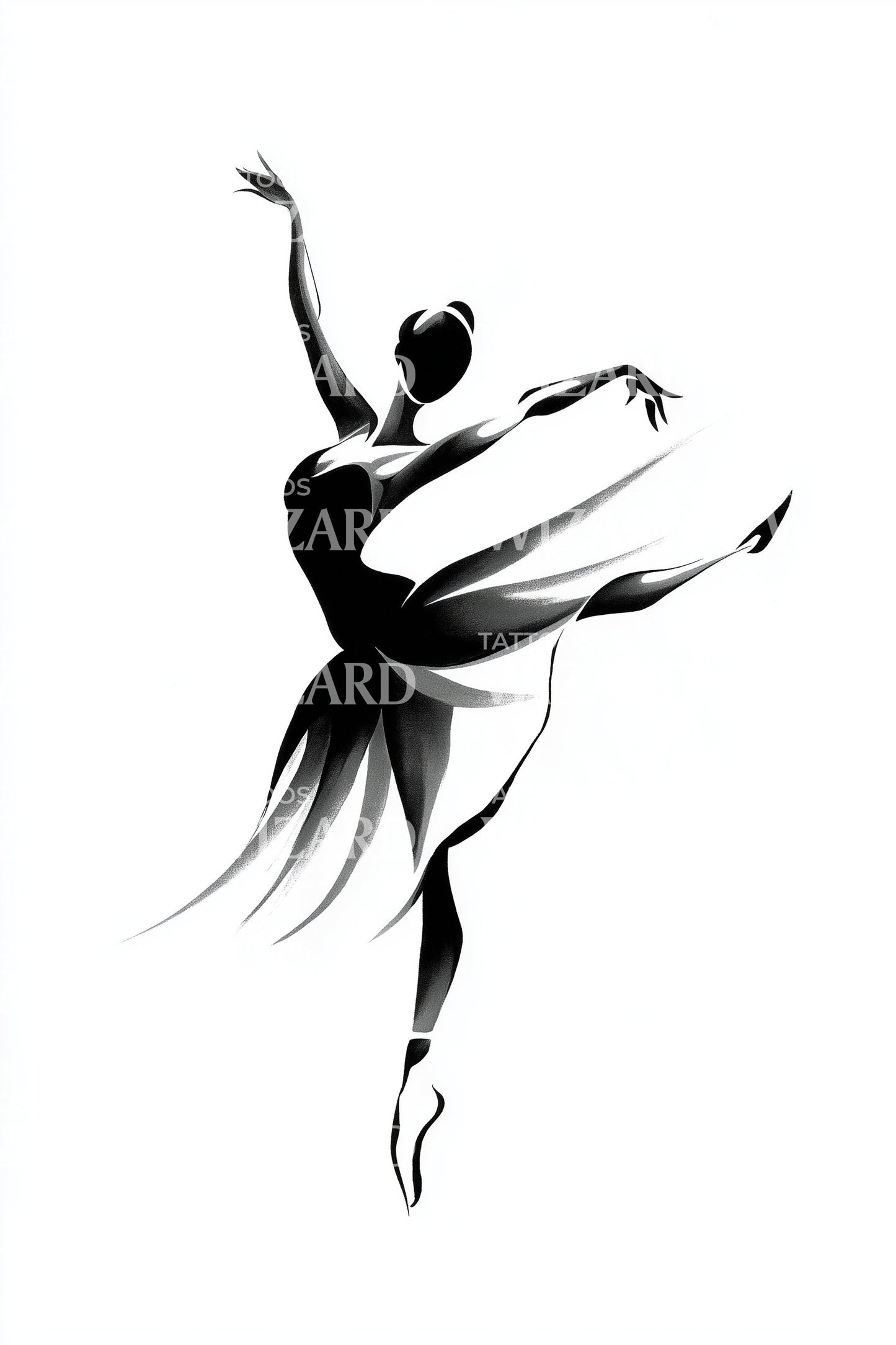 Elegant Ballet Silhouette Tattoo Design