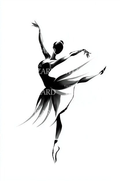 Elegant Ballet Silhouette Tattoo Design