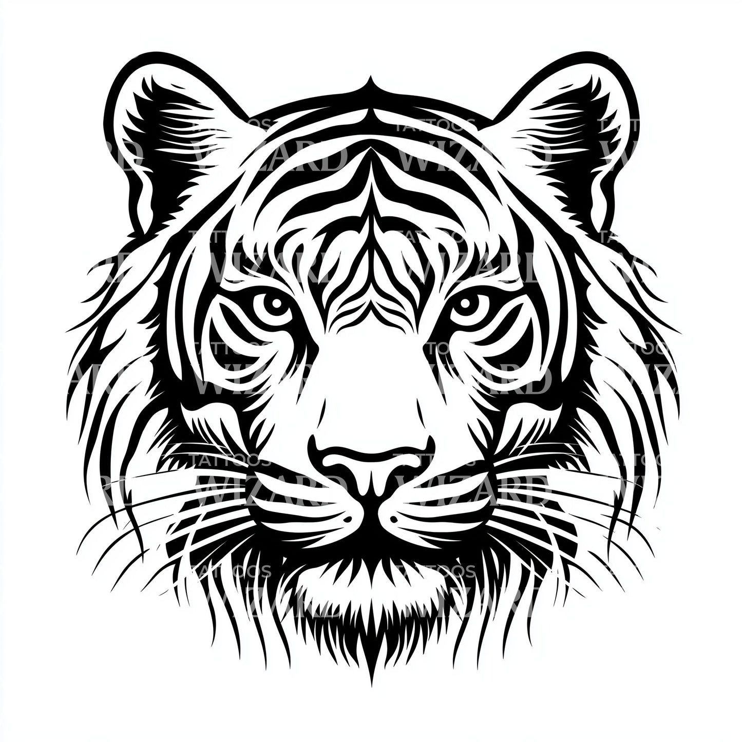 Elegant Black Tiger Tattoo Design