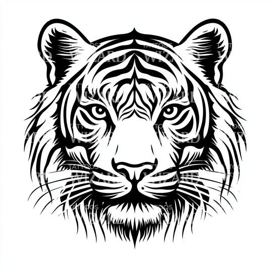 Elegant Black Tiger Tattoo Design
