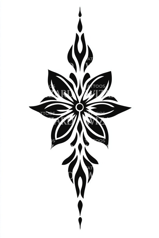 Elegant Bloom Glyph Tattoo Design