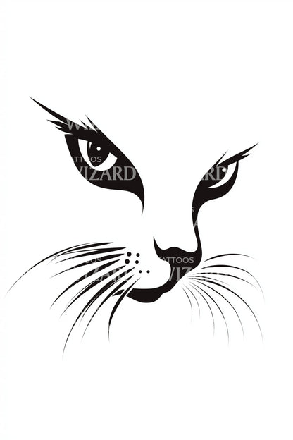 Elegant Cat Gaze Tattoo Design