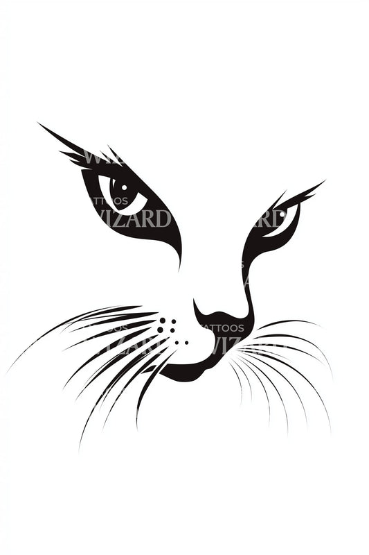 Elegant Cat Gaze Tattoo Design