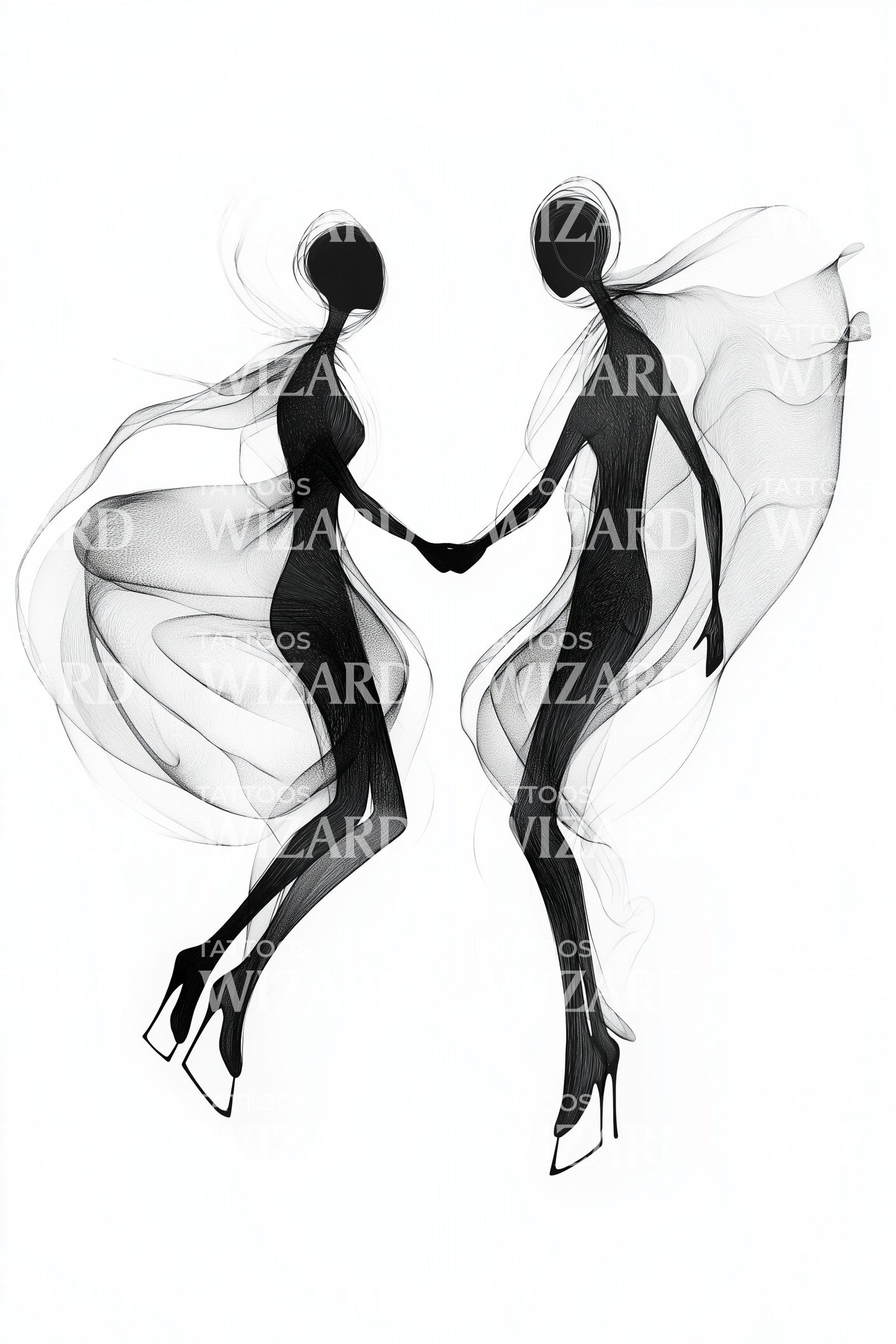Elegant Dancing Lovers Tattoo Design