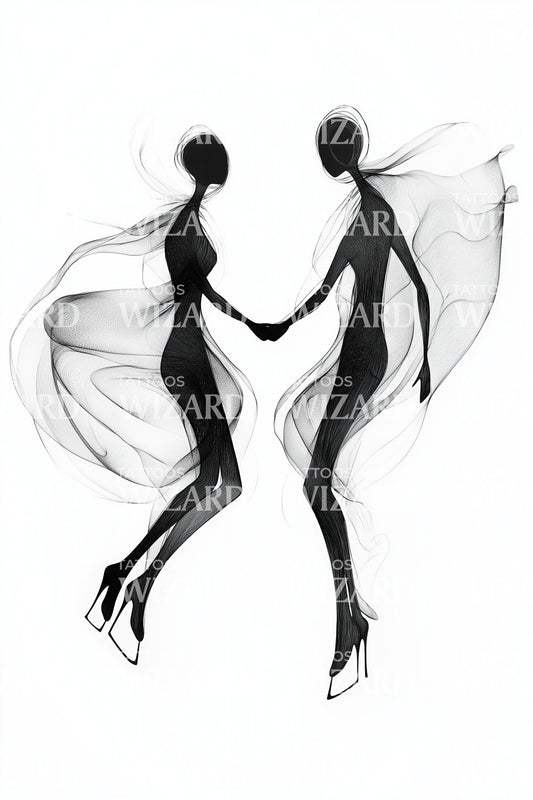 Elegant Dancing Lovers Tattoo Design