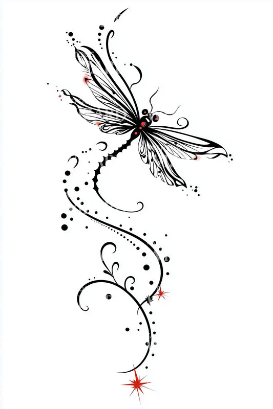 Elegant Dragonfly Curves Tattoo Design