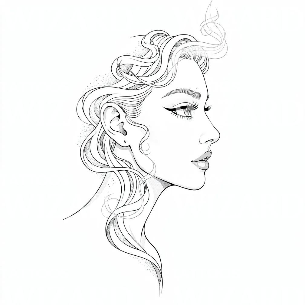 Elegant Female Profile Tattoo Design