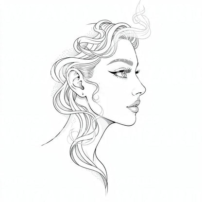 Elegant Female Profile Tattoo Design
