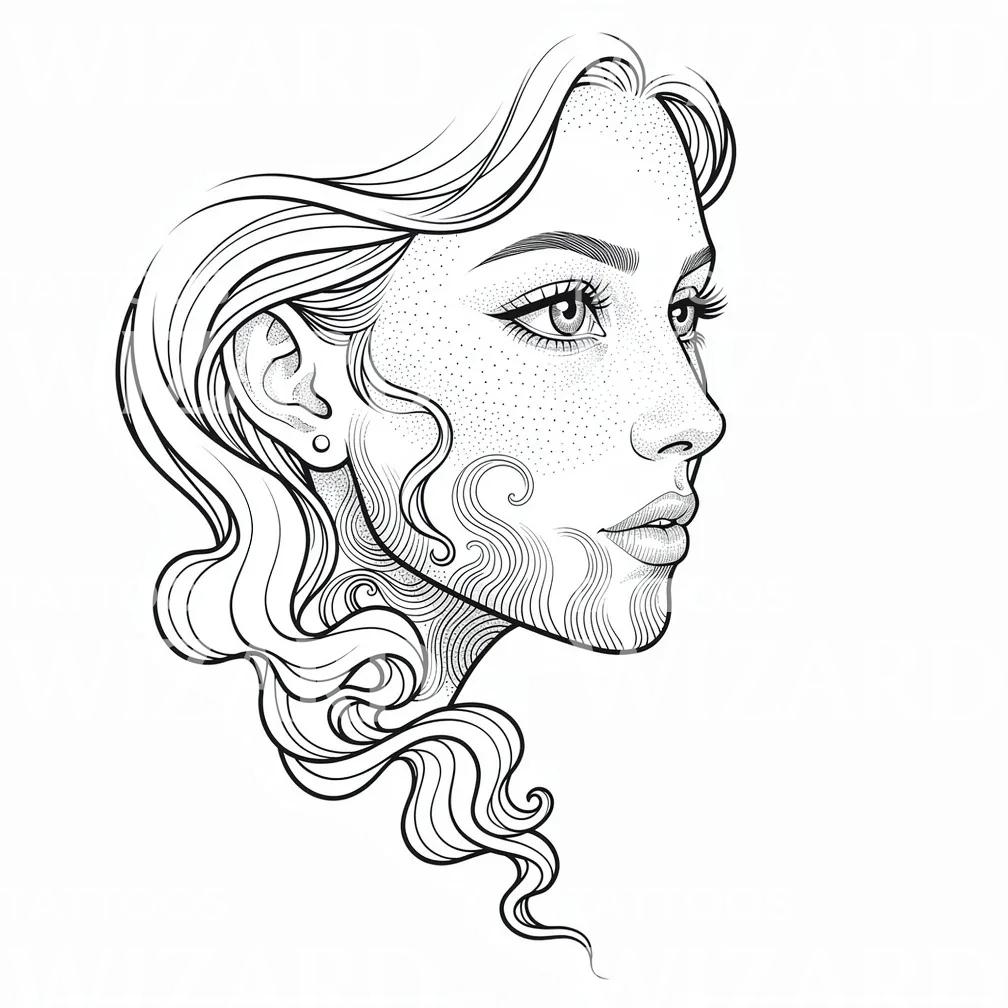 Elegant Female Profile Tattoo Design