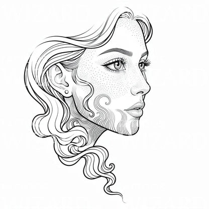 Elegant Female Profile Tattoo Design