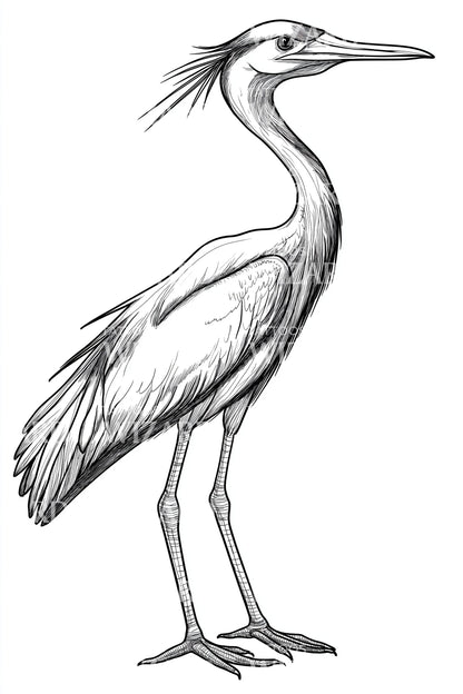 Elegant Heron Line Tattoo Design