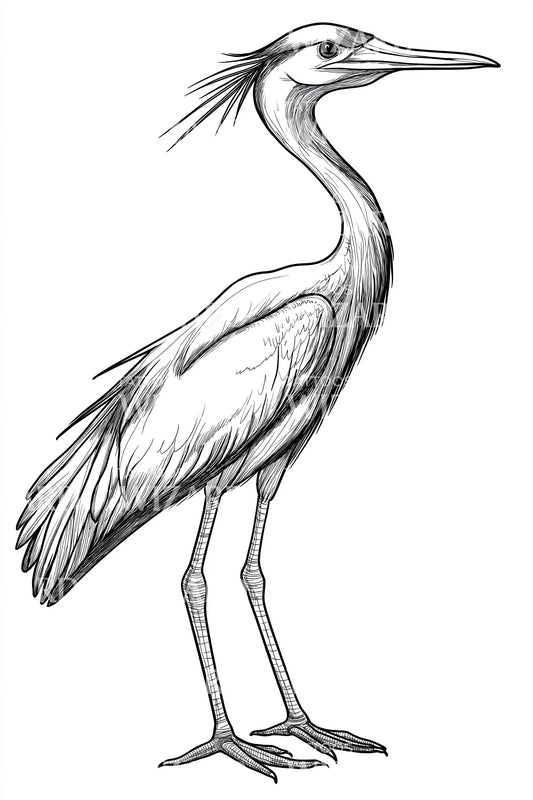 Elegant Heron Line Tattoo Design