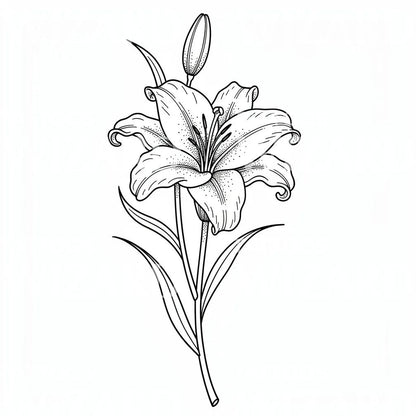 Elegant Lily Bloom Tattoo Design