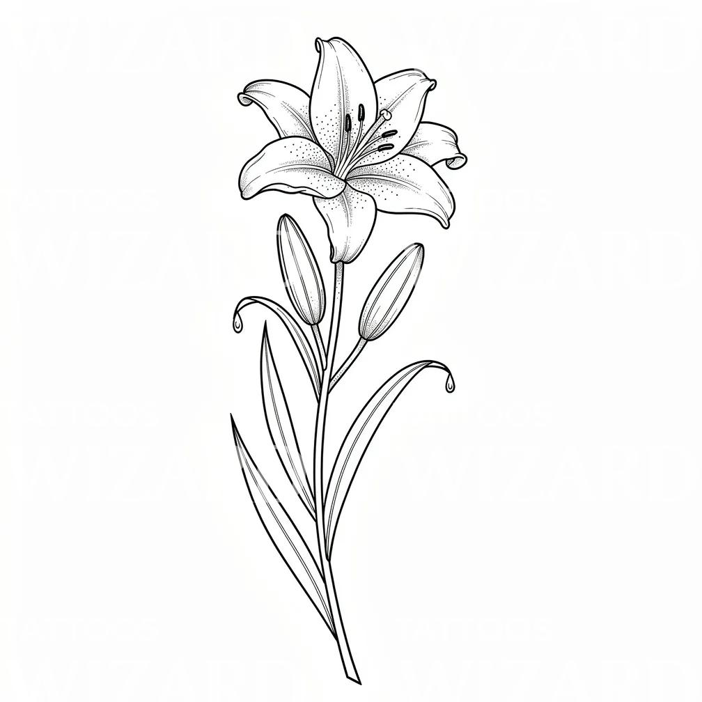 Elegant Lily Bloom Tattoo Design