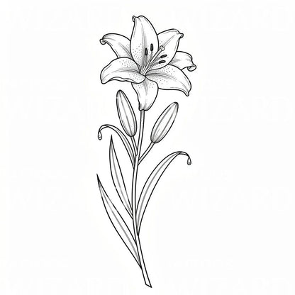 Elegant Lily Bloom Tattoo Design