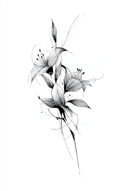 エレガントなユリの茎のタトゥーアイデア