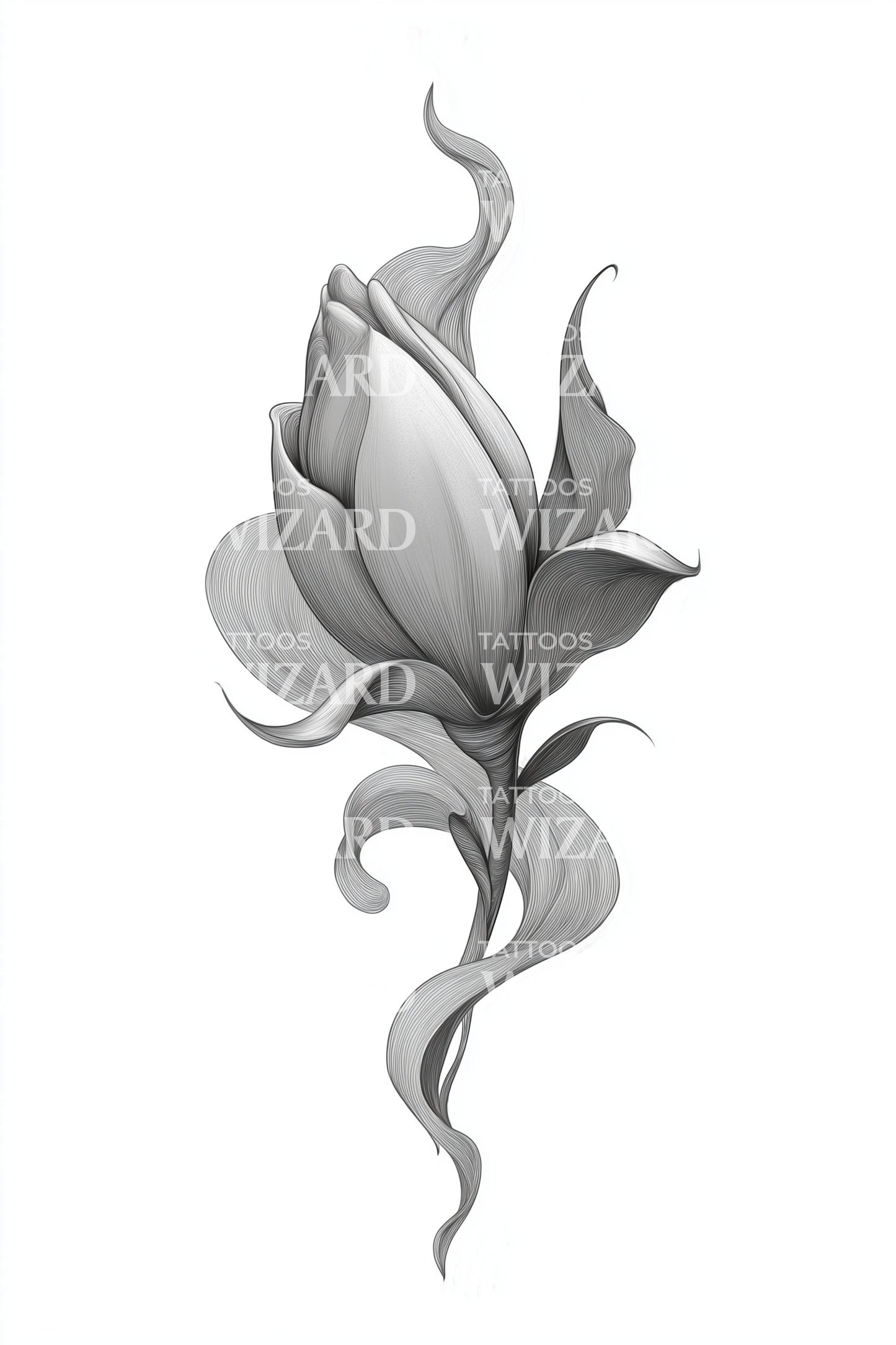 Elegant Magnolia Curl Tattoo Design