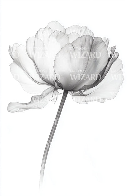 Elegant Peony Stem Tattoo Design