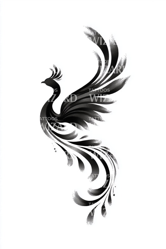 Illustrazione del tatuaggio elegante della curva della fenice