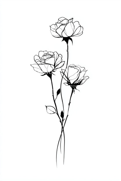 Elegant Single Rose Tattoo Design