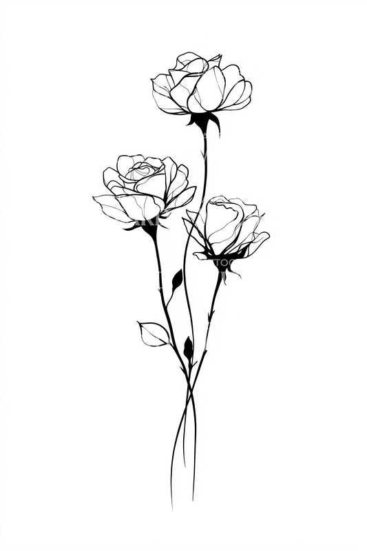Elegant Single Rose Tattoo Design