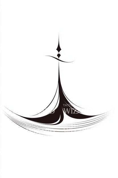 Desenho de Tatuagem de Chama Elegante em Espiral