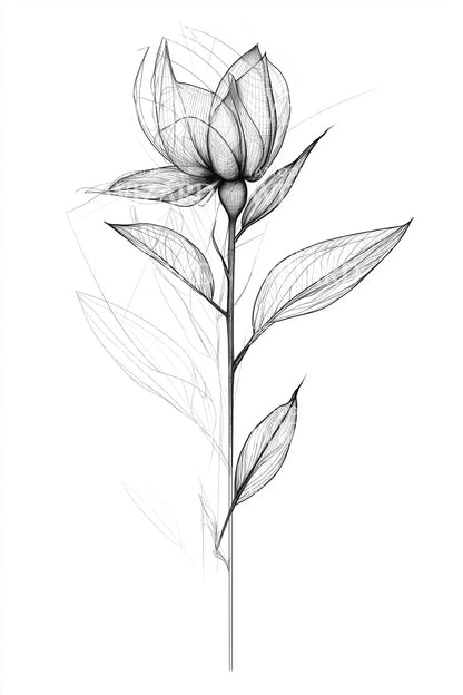 Idea elegante per tatuaggio di germoglio di stelo