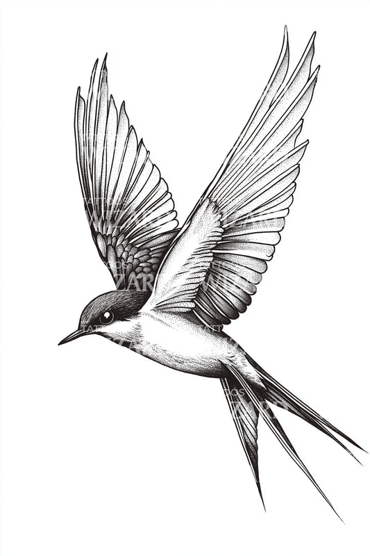 Elegant svalorvingar tatuering idé
