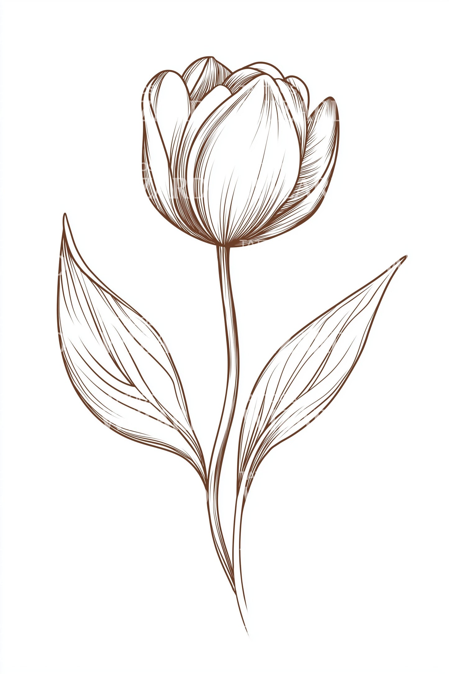 Elegant Tulip Outline Tattoo Design