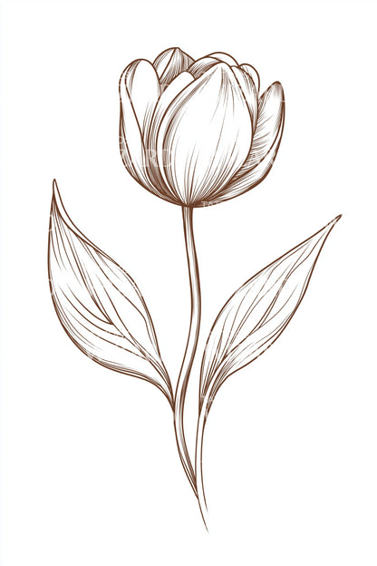 Elegant Tulip Outline Tattoo Design