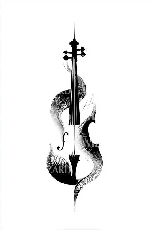 Elegant fiolin silhuett tatoveringsdesign