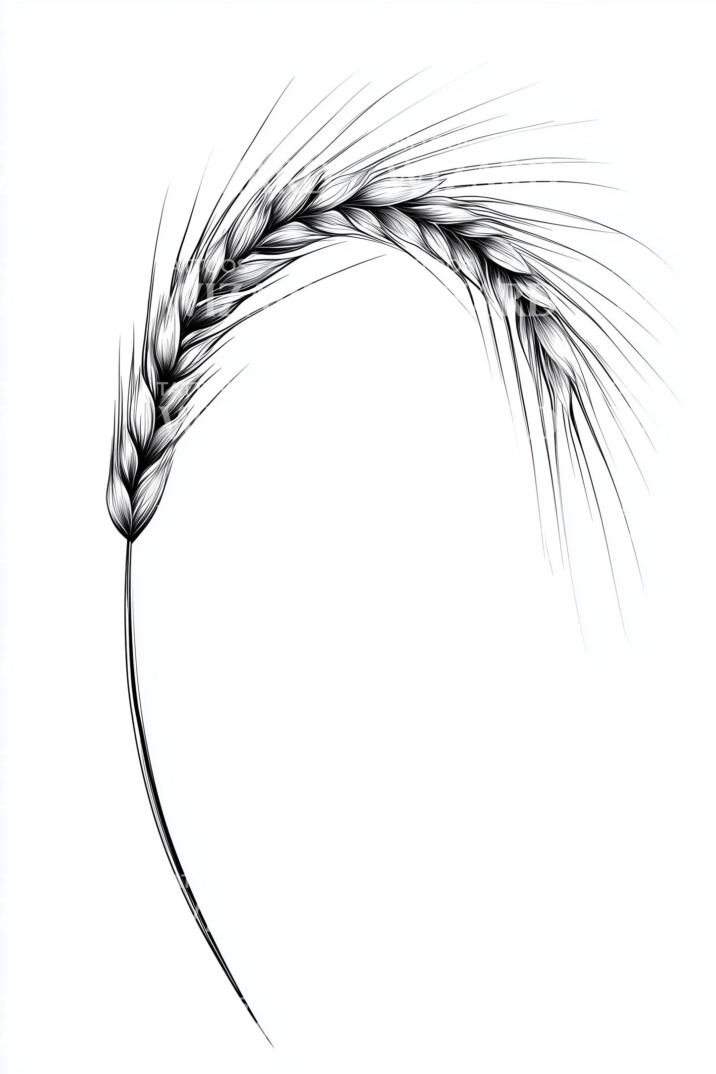 Elegant Wheat Ear Tattoo Design
