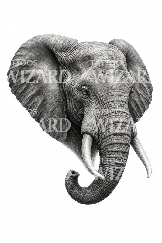 Design tatuaggio ritratto testa di elefante