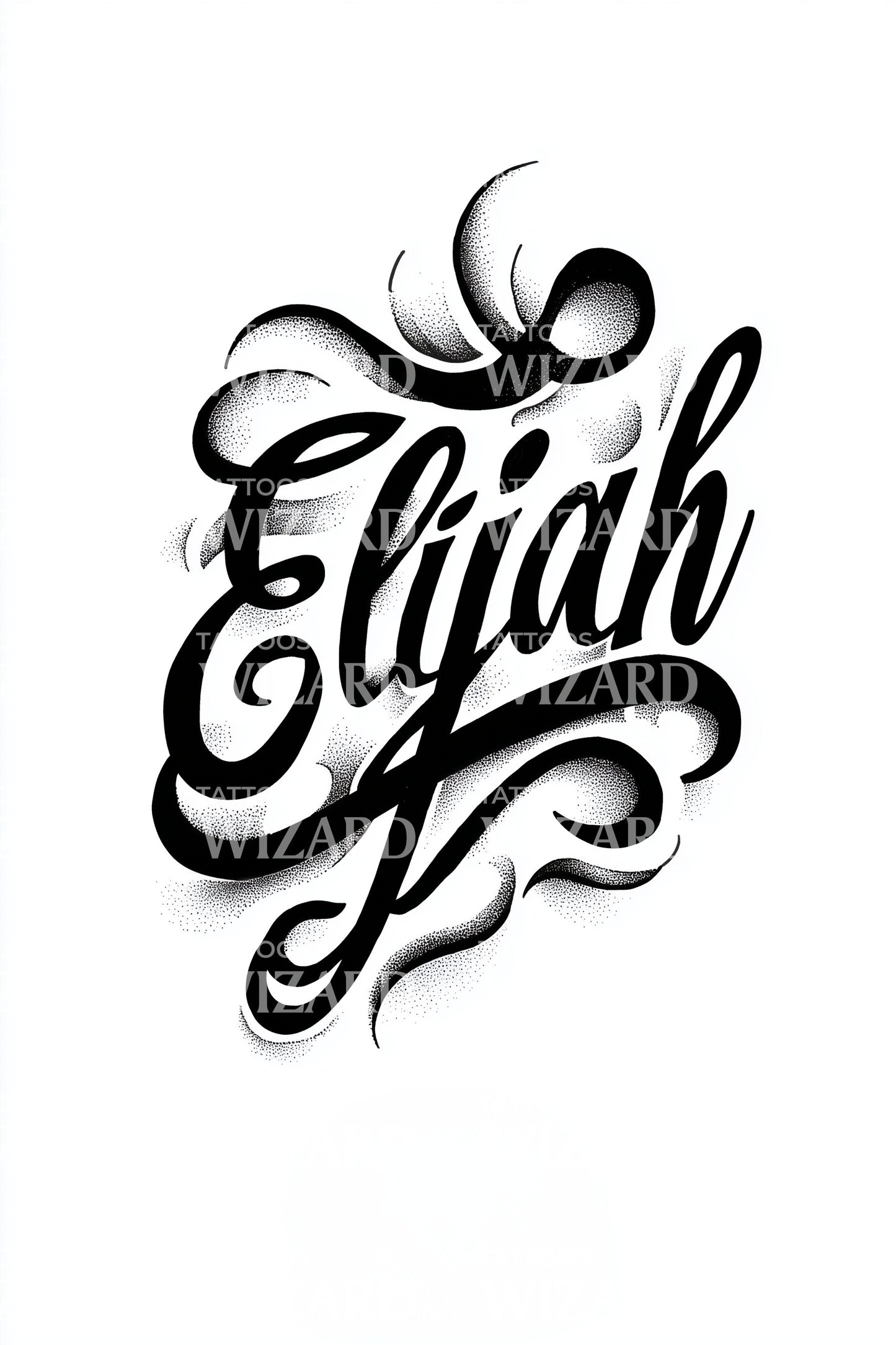 Elijah Bold Lettering Tattoo Design