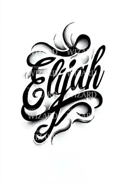Elijah Bold Lettering Tattoo Design