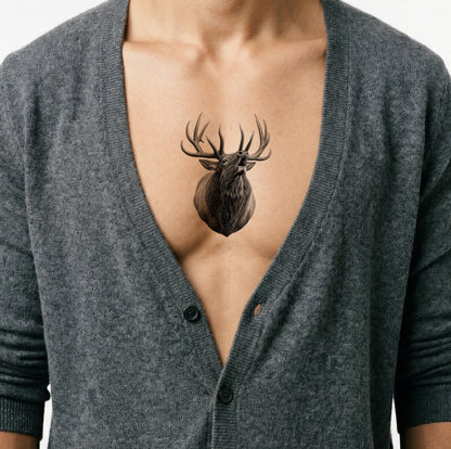 Design tatuaggio wapiti maschio che bramisce