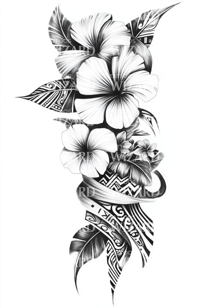 Elliptisk Plumeria Stammtatuering Illustration