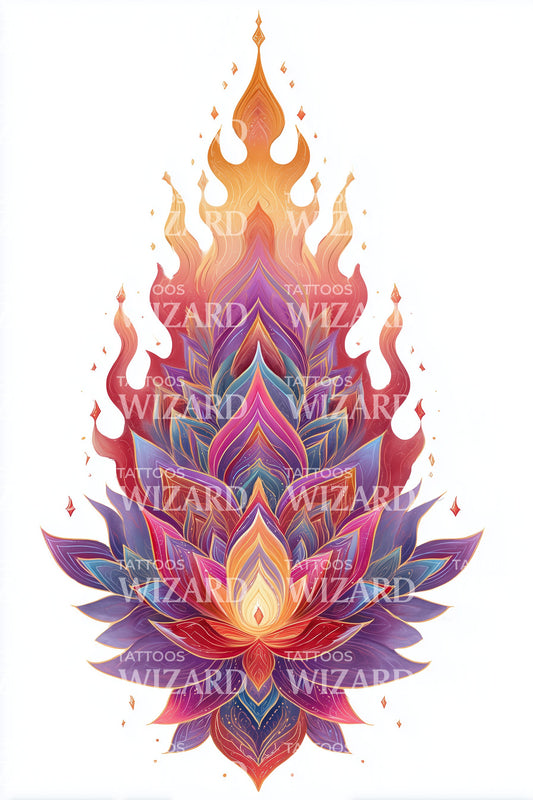 Ember Lotus Bloom Tatoeage Ontwerp