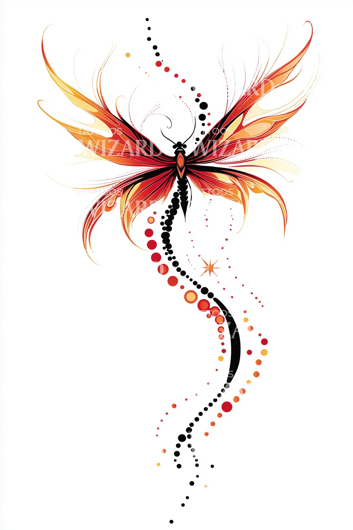 Ember Phoenix Plume Tattoo Design