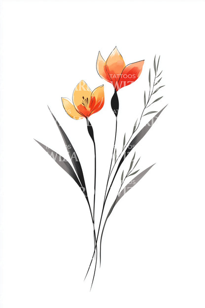 Design de tatouage Duo Tulipe de braise